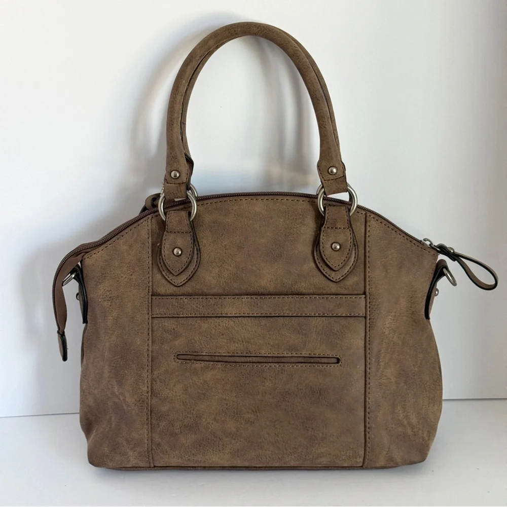 Bueno Satchel Crossbody Bag Brown Studded Purse Shoulder Bag